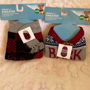 VibrantLife Sweater Lot 2 Sz XXS For Dogs: 3-7 LB Toy Yorkie, Toy Fox Terrier
